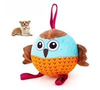 DAFORERAL Balle gonflable rebondissante pour chien, jouet en forme de chouette avec son froissé et pompe à air, jouet d'entraînement interactif pour chiens, soulage l'ennui et encourage les mouvements
