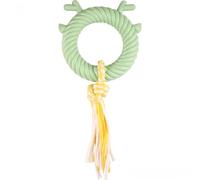 DAFORERAL Ensemble de jouets à mâcher pour chien, anneau en bois de cerf et corde à pompons pour chiots, corde de coton nouée durable, jouets de dentition et jouets interactifs à tirer (vert)