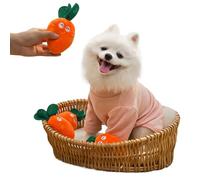 DAFORERAL Jouet couineur en peluche carotte pour petits chiens et chats, joli sourire brodé, jouet à mâcher pour chiot, chihuahua, yorkshire de Poméranie
