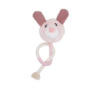 DAFORERAL Jouet en corde pour chat - Jouet à mâcher pour chat d'intérieur - Jouet en peluche pour le nettoyage des dents - Jeu de nuit silencieux - Motif barbe à papa douce (lapin rose)