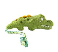 DAFORERAL Jouet interactif en peluche pour chien avec couineur et corde à tirer, jouet durable et résistant à la mastication pour chiots et chiens (crocodile)