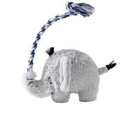 DAFORERAL Jouet interactif en peluche pour chien avec couineur et corde à tirer, jouet durable et résistant à la mastication pour chiots et chiens (éléphant)