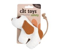 DAFORERAL Jouet pour chat froissé à l'herbe à chat avec bâton - Teaser en forme d'animal pour chatons, tissu en coton et lin, rempli de peluche douce, pour faire ses dents, mâcher, jouer en solo et