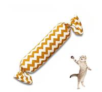 DAFORERAL Oreiller en forme de bonbons à l'herbe à chat pour chats, jouet à mâcher en toile de jute avec clochette pour chatons de dentition, doux et durable pour soulager le stress (V1, taille L)