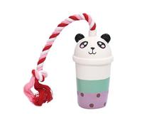 DAFORERAL Tasse à thé au lait en latex pour chien avec corde, jouet couineur à mâcher pour chiens de petite et moyenne taille, jouet de dentition durable pour jouer en solo et coller (V1)