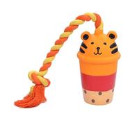 DAFORERAL Tasse à thé au lait en latex pour chien avec corde, jouet couineur à mâcher pour chiens de petite et moyenne taille, jouet de dentition durable pour jouer en solo et coller (V3)