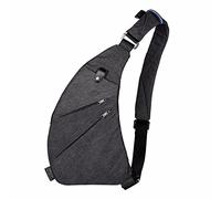 DAFROH Sac à bandoulière Sac de Poitrine Unisex, Multifonction Sac Imperméables Multi-poche En Toile Pour Voyage, Randonnée et sports d'extérieur (Forme de croissant - Gris)