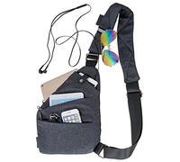 DAFROH Sac à bandoulière Sac de Poitrine Unisex, Multifonction Sac Imperméables Multi-poche En Toile Pour Voyage, Randonnée et sports d'extérieur (Gris - Polyester)