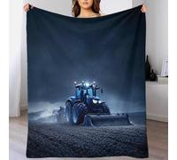 DAFUfbw 50x60inch(127x152cm) Couverture avec Motif FT Tracteur Plaid Polaire Super Chaude, Fausse Fourrure Haute Qualité, Poil Confortable, Plaid Canape, Ultra Douce Et Duveteuse Blanket Johndeer