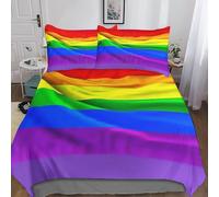 DAFUfbw Anti - Allergique Rainbow Flag Parure De Lit, Microfibre Douce Literie King(220x240cm) Pride Month Housse De Drap Hygroscopique Linge De Lit