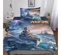 DAFUfbw Bismark Battleship Literie Set Soft Microfibre WW2 Warship Ensemble De Linge De Lit Single(135x200cm), WW2 Warship Parure De Lit pour Adultes Enfants, Hypoallergénique