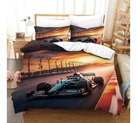 DAFUfbw Formule 1 Thème Housse De Couette, Personnalité Formula Racing Linge De Lit avec Taies d'oreiller Literie Finesse Parure De Lit Hypoallergénique BDE Cover Double（200x200cm）
