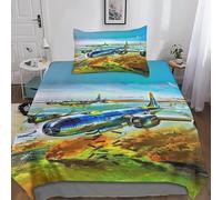 DAFUfbw WW II Aircraft Literie Set Soft Microfibre Lancaster Bombardier Ensemble De Linge De Lit Single(135x200cm), Lancaster Bombardier Parure De Lit pour Adultes Enfants, Hypoallergénique