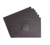 DAG Style Lot de 6 Sets de Table + 6 Dessous de Verre, Ligne Jute Light Cacao, 30 x 45 cm, PVC Antibactérien Effet Jute, Antitache, Made in Italy