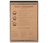 DAG STYLE Set de 6 Porte Menus Tapis de Table Set de 6, Ligne Risto, 2 Poches (Face Avant/Arrière), Format A4, Tapis de Table avec Poche pour Menu, Couleur Cacao, PVC non toxique, Made in Italy