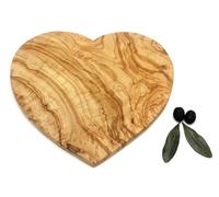DAGDEG Planche de service en forme de cœur en bois d'olivier - Planche à découper en bois d'olivier - Planche à petit-déjeuner - Planche à fromage - Planche à pain - Environ 24 x 22 x 2 cm - Fabriquée