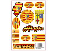 Daged Aragon Feuille d'autocollants pour voiture, moto, motard - Drapeau de l'Espagne - Décoration AK