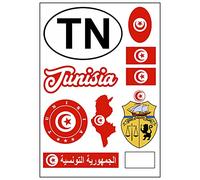 Daged Carte autocollante Tunisie - Feuille d'autocollants - Pour voiture, moto, motard - Drapeau décoratif AK