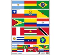 Daged Ensemble d'autocollants drapeaux d'Amérique du Sud - Feuille d'autocollants de carte de tous les pays - Autocollant pour pare-choc de voiture 35,6 x