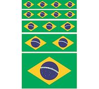 Daged Lot de 14 autocollants Brésil - Pour voiture, moto, motard - Drapeau en vinyle - 14 F