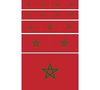 Daged Lot de 14 autocollants Maroc - Pour voiture, moto, motard - Drapeau en vinyle - 14 F