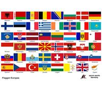 Daged Lot de 48 autocollants pour tous les drapeaux de l'Europe - Pour voiture - BL