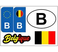 Daged Lot de 5 autocollants Belgique - Plaque d'immatriculation étrangère - Pour voiture, moto, motard - Drapeau en vinyle KN