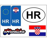 Daged Lot de 5 autocollants Croatie - Plaque d'immatriculation étrangère - Pour voiture, moto, motard - Drapeau KN