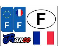 Daged Lot de 5 autocollants de la France - Plaque d'immatriculation étrangère - Pour voiture, moto, motard - Drapeau vinyle KN