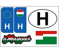 Daged Lot de 5 autocollants de la Hongrie - Pour plaque d'immatriculation de voiture, moto, motard - Drapeau en vinyle KN