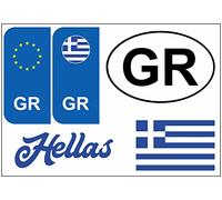 Daged Lot de 5 autocollants de plaque d'immatriculation de la Grèce - Pour voiture, moto, motard - Drapeau en vinyle KN