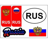 Daged Lot de 5 autocollants de plaque d'immatriculation de la Russie - Pour voiture, moto, motard - Drapeau en vinyle KN