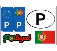 Daged Lot de 5 autocollants Portugal - Pour plaque d'immatriculation de voiture, moto, motard - Drapeau en vinyle KN