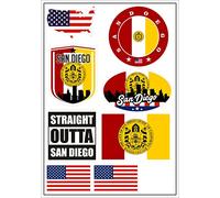 Daged Lot de 8 autocollants USA San Diego - Pour voiture, moto, motard - Drapeau vinyle ST