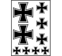 Daged Lot de 9 autocollants en forme de croix de fer - Pour voiture, moto, motard - Drapeau décoratif AK