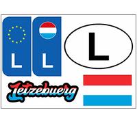 Daged Luxembourg Lot de 5 autocollants pour plaque d'immatriculation de voiture, moto, motard - Drapeau en vinyle KN