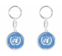 daged UNO United Nations Porte-clés de l'organisation des Nations Unies Effet 3D + Autocollant - RD, multicolore, 33mm