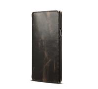 DaGeLon Classique Coque pour Samsung Galaxy Note 9, Rétro Peau de Vache Rabat Étui Cuir Véritable Luxe Flip Housse Protection Complète Cover Exquis Livre Folio Anti-Choc Cas Portefeuille, Noir