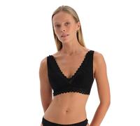 Dagi Black Fashion Knitted Non-Wired Regular Lace Non-Padded Thick Strap Soft Bra, Soutien-Gorge aux Femmes, Black,