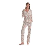 Dagi Long Sleeve Size Printed Shirt Pants Pajamas Suit Ensemble Pyjama, Ecru, S aux Femmes