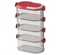 DAGLLGEW 4 pièces conteneurs à épices, boîte à épices empilable, Organisateur Alimentaire scellé Multicouche pour assaisonnement, céréales, Grains de café (Rouge) boîte conteneurs Voyage