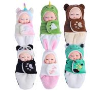 DAGLLGEW 6 pièces Mini bébé poupée, 4 Pouces thème Animal Mini bébés avec Sac de Couchage réaliste bébé poupées pour Filles bébés poupées