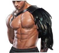 DAGLLGEW Armure de Chevalier, Armure d'épaule à épaulettes Simples à Plumes Vintage, Harnais de Poitrine en Similicuir médiéval pour Halloween, pour Jeu rôle, Cosplay, d'épaule, Viking, Cost