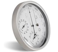 DAGLLGEW Baromètre, manomètre barométrique de 5, 2 Pouces, baromètre météo mécanique avec Trou de Suspension, thermomètre et hygromètre à échelle Claire pour intérieur et extérieur, Argent intérieu