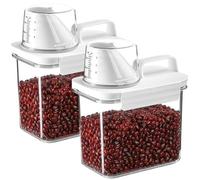 DAGLLGEW Boîte à riz, lot de 2 boîtes hermétiques de 1100 ml avec doseur et bec verseur, en plastique transparent, distributeur céréales avec poignée.