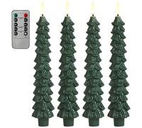DAGLLGEW Bougies d'arbre de Noël sans Flamme avec télécommande 4 pièces 9, 7 Bougies Coniques sans Flamme pour Arbre de Noël Scintillantes à Piles avec télécommande