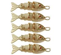 DAGLLGEW Breloque poisson en or, 5 pièces breloque poisson en laiton avec crochet pendentif plaqué or pour bricolage bracelet collier boucles d'oreilles fabrication de bijoux, 1, 3x0, 4 pouces