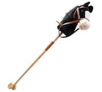 DAGLLGEW Cheval bâton avec Effets sonores réalistes en Peluche 39 Grands Chevaux de Loisir d'halloween avec Roues et Poteau en Bois, poignée antidérapante, Jouet pour Enfants, Cadeaux, Chevaux Noirs