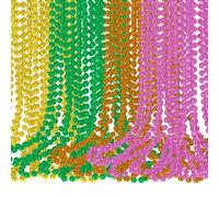 DAGLLGEW Colliers de perles pour femmes, lot de 48 pièces en plastique 4 couleurs, idéal pour Mardi Gras, anniversaires, mariages, festivals, Halloween et carnavals.