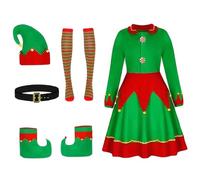 DAGLLGEW Costume d'elfe avec chapeau d'elfe, chaussures, ceinture, chaussettes, costume pour femme, mode Noël, doux et chaud pour femme, cadeaux 'anniversaire, fête de Noël, cosplay, tenue XL.